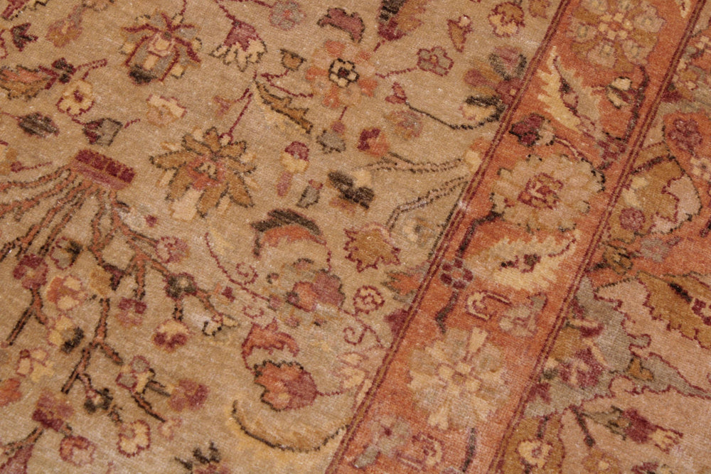 handmade Traditional Sarook Lt. Tan Tan Hand Knotted RECTANGLE 100% WOOL area rug 9' x 12'