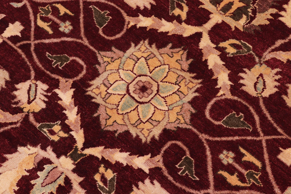 handmade Traditional Agra Red Gold Hand Knotted RECTANGLE 100% WOOL area rug 10' x 14'