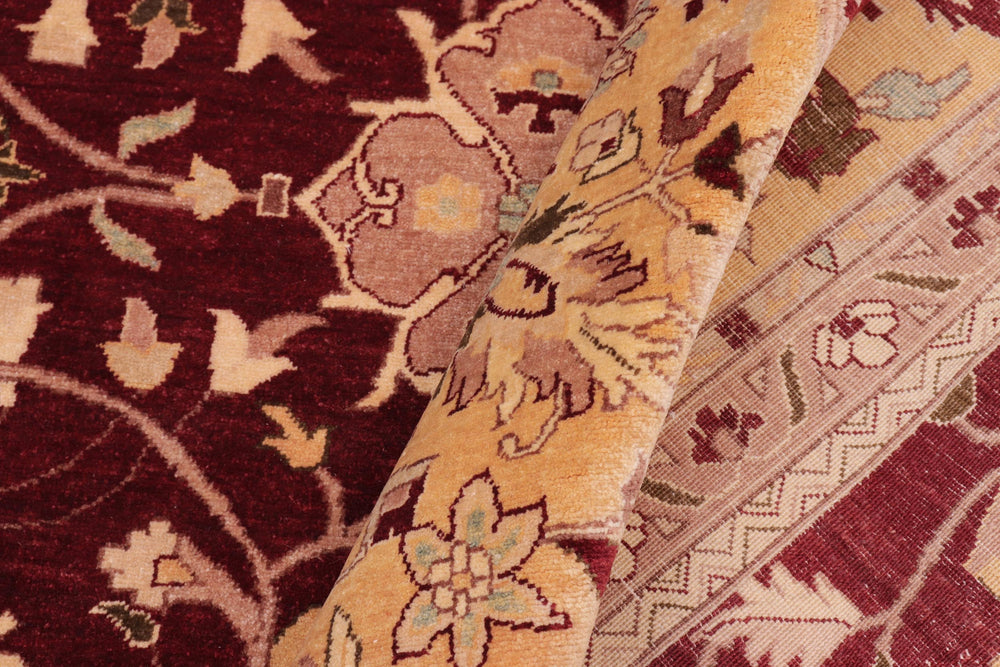 handmade Traditional Agra Red Gold Hand Knotted RECTANGLE 100% WOOL area rug 10' x 14'