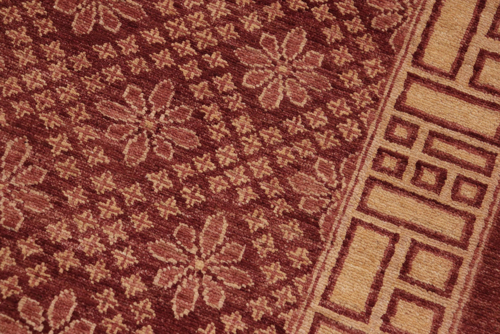 handmade Modern Kafkaz Red Gold Hand Knotted RECTANGLE 100% WOOL area rug 9' x 12'