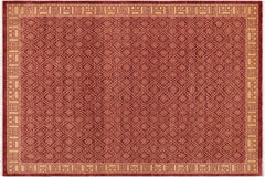 handmade Modern Kafkaz Red Gold Hand Knotted RECTANGLE 100% WOOL area rug 9' x 12'
