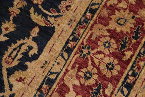handmade Transitional Kafkaz Blue Red Hand Knotted RECTANGLE 100% WOOL area rug 9' x 12'