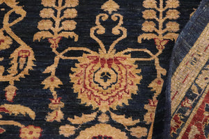 handmade Transitional Kafkaz Blue Red Hand Knotted RECTANGLE 100% WOOL area rug 9' x 12'