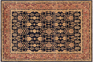 handmade Transitional Kafkaz Blue Brown Hand Knotted RECTANGLE 100% WOOL area rug 9' x 12'