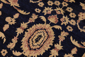 handmade Transitional Kafkaz Blue Brown Hand Knotted RECTANGLE 100% WOOL area rug 9' x 12'