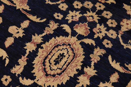 handmade Transitional Kafkaz Blue Brown Hand Knotted RECTANGLE 100% WOOL area rug 9' x 12'