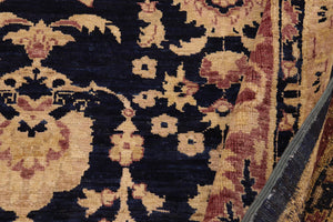 handmade Transitional Kafkaz Blue Brown Hand Knotted RECTANGLE 100% WOOL area rug 9' x 12'