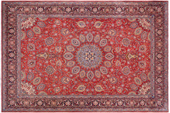 handmade Traditional Antique Rust Blue Hand Knotted RECTANGLE 100% WOOL area rug 10 x 13