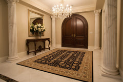 handmade Transitional  Black Ivory Hand Knotted RECTANGLE WOOL&SILK area rug 10x14