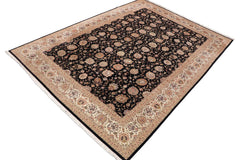 handmade Transitional  Black Ivory Hand Knotted RECTANGLE WOOL&SILK area rug 10x14