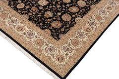 handmade Transitional  Black Ivory Hand Knotted RECTANGLE WOOL&SILK area rug 10x14