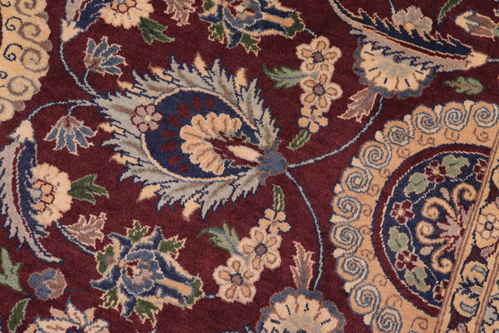 handmade Transitional Agra Tabriz Aubergine Blue Hand Knotted RECTANGLE 100% WOOL area rug 9x13