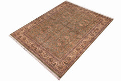 handmade Traditional Regular Lt. Green Ivory Hand Knotted RECTANGLE 100% WOOL area rug 9x12