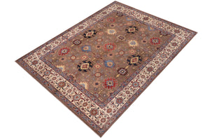 handmade Transitional Kafkaz Brown Beige Hand-made RECTANGLE 100% WOOL area rug 8' x 9'