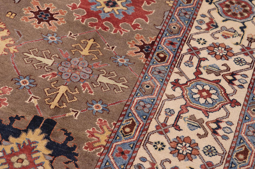 handmade Transitional Kafkaz Brown Beige Hand-made RECTANGLE 100% WOOL area rug 8' x 9'