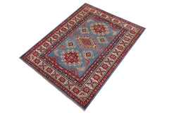 handmade Geometric Kazak Lt. Blue Beige Hand-made RECTANGLE 100% WOOL area rug 3'X5'