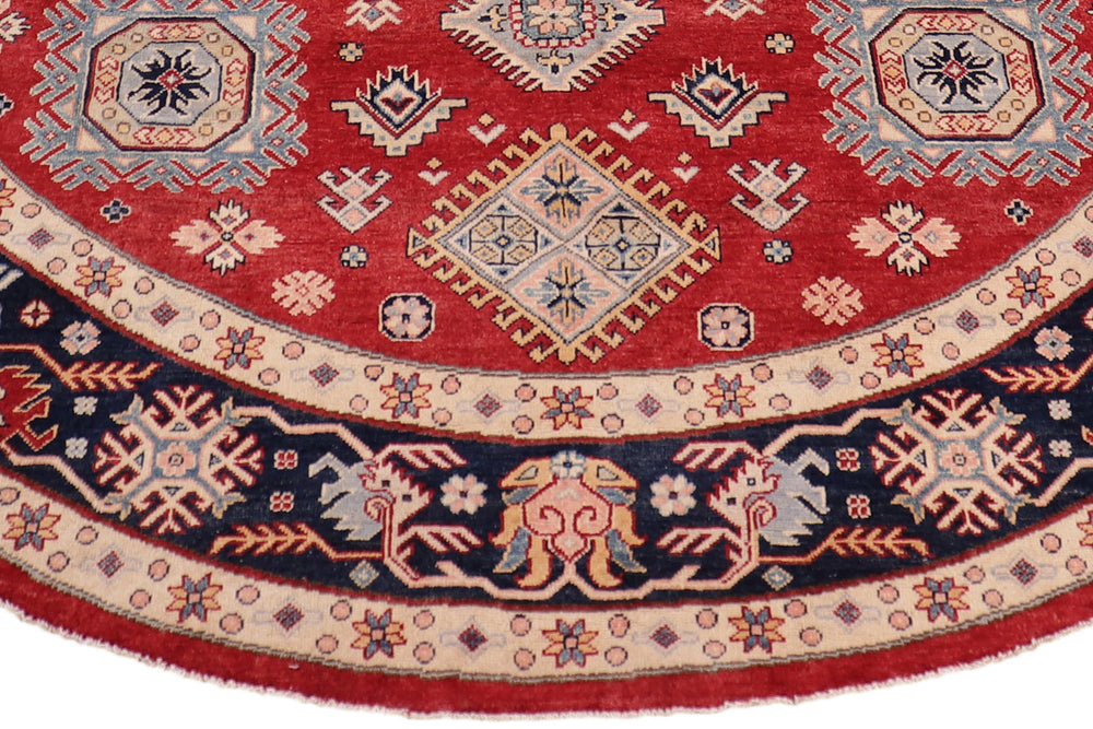 handmade Geometric Kazak Lt. Blue Beige Hand-made ROUND 100% WOOL area rug 9x9