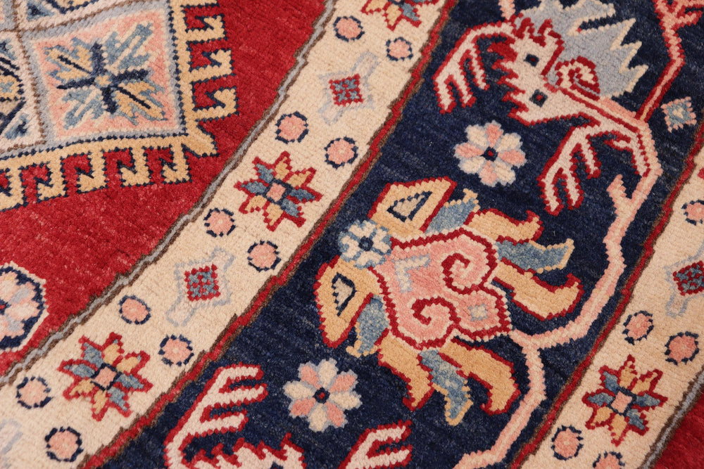 handmade Geometric Kazak Lt. Blue Beige Hand-made ROUND 100% WOOL area rug 9x9