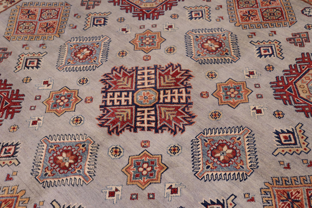 handmade Geometric Kazak Gray Beige Hand-made ROUND 100% WOOL area rug 9x9