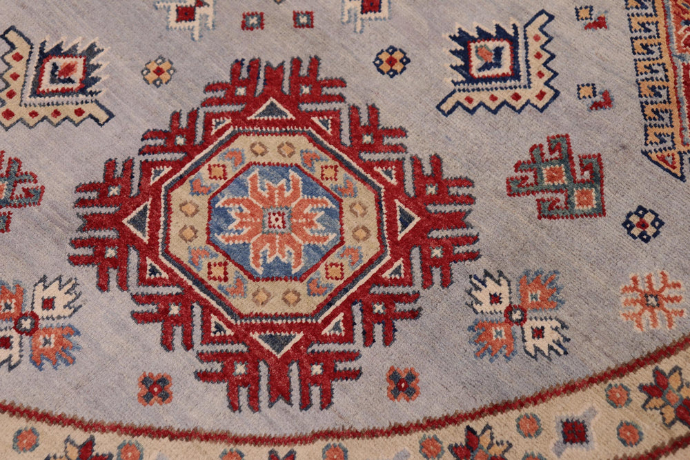 handmade Geometric Kazak Gray Beige Hand-made ROUND 100% WOOL area rug 9x9