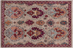 Eclectic Ziegler Brixton Gray/Purple Wool Rug - 2'0'' x 3'0''