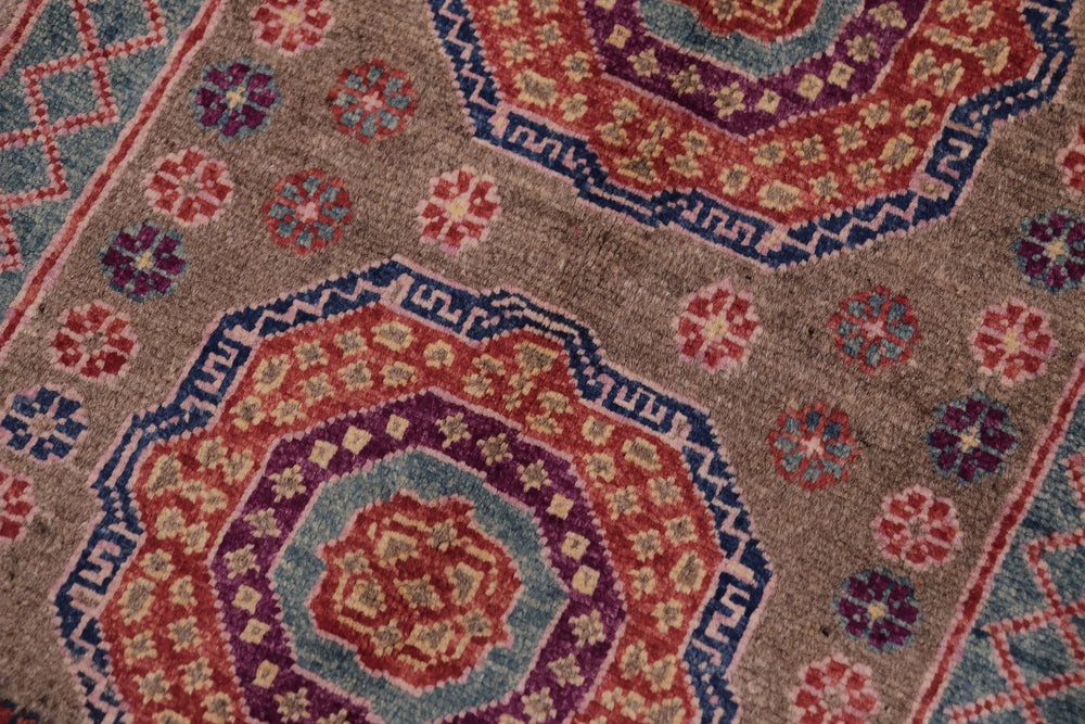 handmade Geometric Mamluk Lt. Brown Green Hand Knotted RECTANGLE 100% WOOL area rug 2 x 3