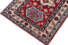 handmade Geometric Kazak Red Beige Hand-made RECTANGLE 100% WOOL area rug 2'X3'