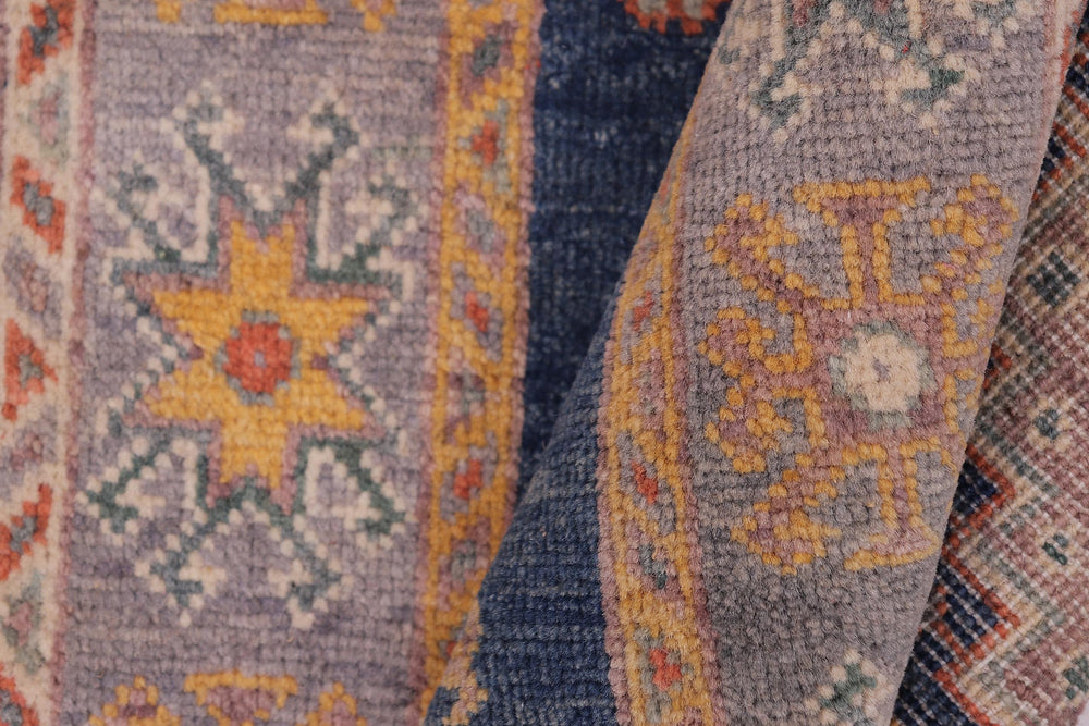 handmade Geometric Kazak Blue Gray Hand-made RECTANGLE 100% WOOL area rug 2'X3'