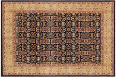handmade Transitional Kafkaz Blue Gold Hand Knotted RECTANGLE 100% WOOL area rug 9' x 12'
