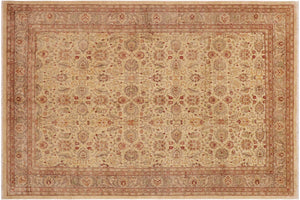 handmade Transitional Kafkaz Tan Brown Hand Knotted RECTANGLE 100% WOOL area rug 9' x 12'