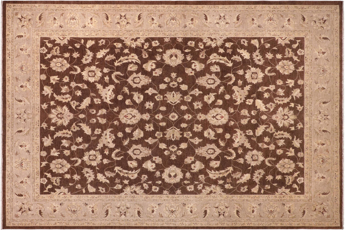 handmade Traditional Kafkaz Brown Lt. Gray Hand Knotted RECTANGLE 100% WOOL area rug 9x12