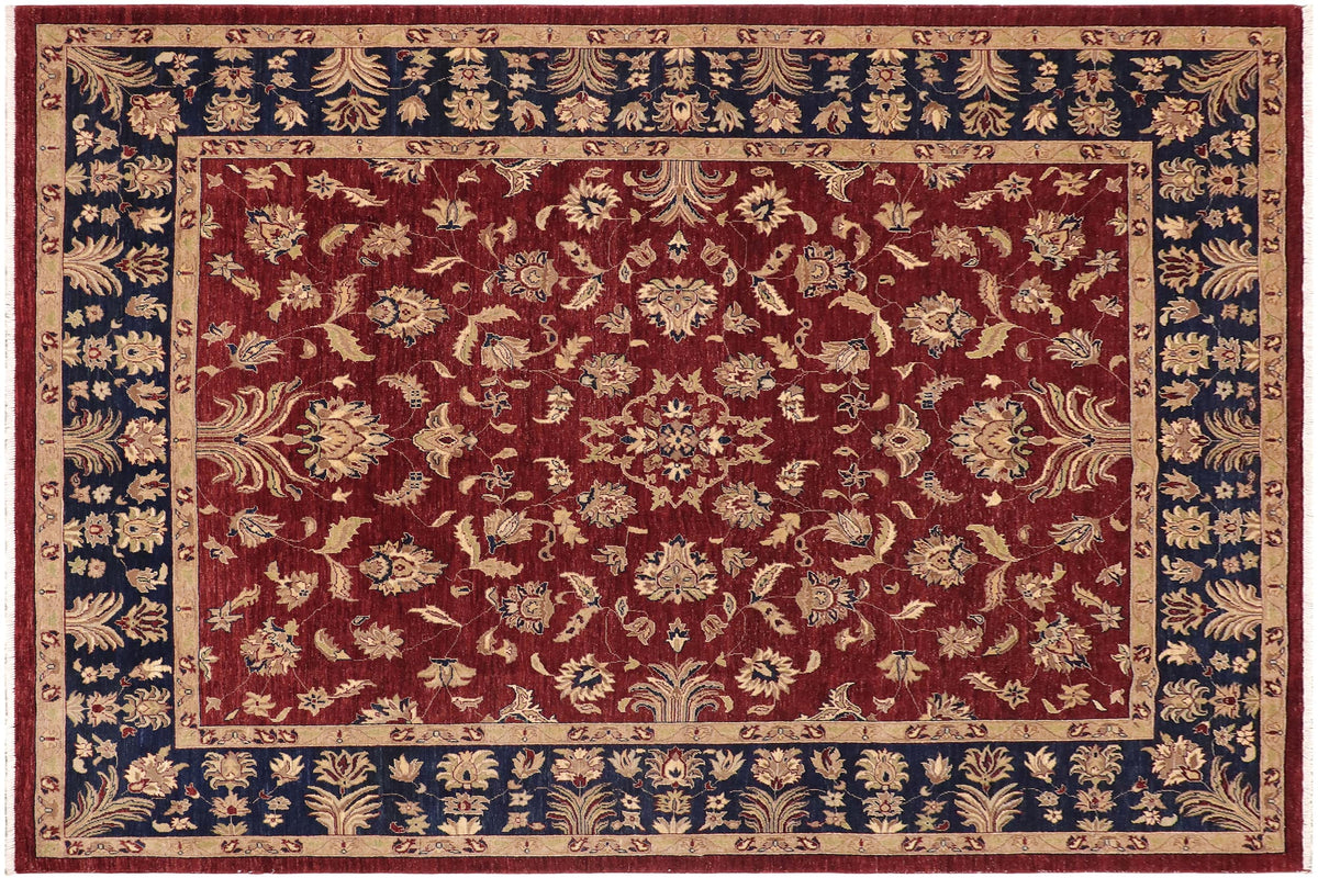 9x12 hand knotted Ziegler wool rug in red and blue - Chic Ziegler Rachel