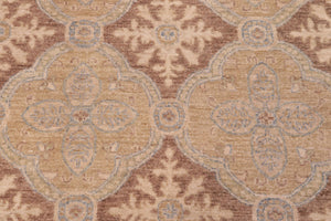 handmade Transitional Kafkaz Gold Brown Hand Knotted RECTANGLE 100% WOOL area rug 6' x 9'