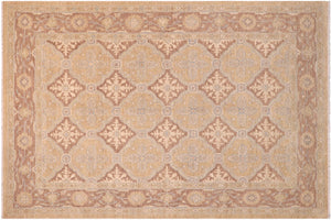 handmade Transitional Kafkaz Gold Brown Hand Knotted RECTANGLE 100% WOOL area rug 6' x 9'