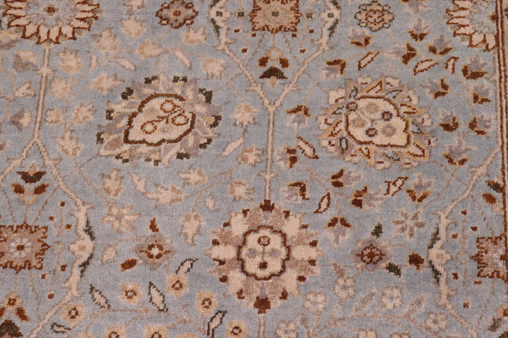 handmade Traditional Design Lt. Blue Tan Hand Knotted RECTANGLE 100% WOOL area rug 6' x 9'