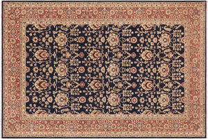 handmade Transitional Kafkaz Blue Brown Hand Knotted RECTANGLE 100% WOOL area rug 9' x 12'