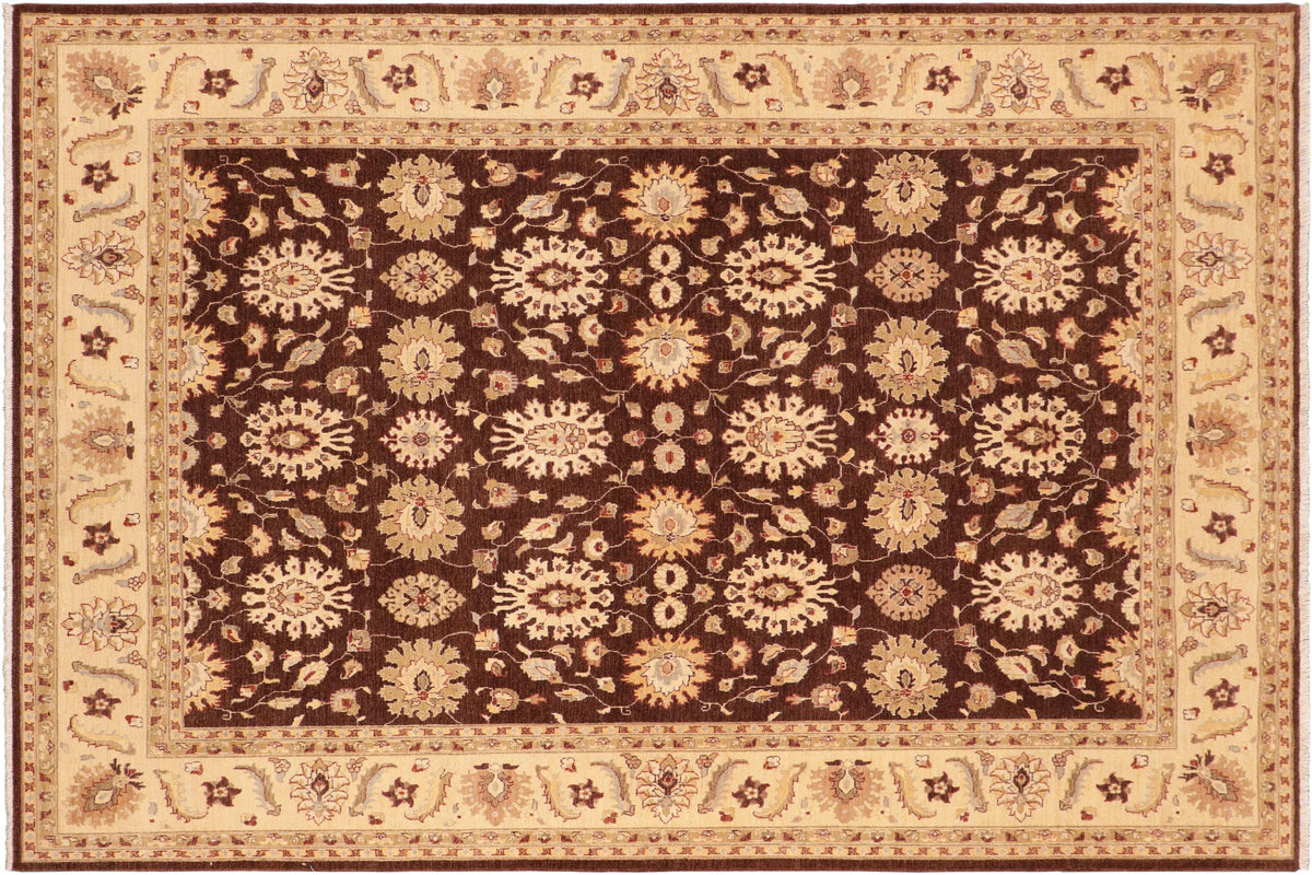 handmade Transitional Kafkaz Brown Beige Hand Knotted RECTANGLE 100% WOOL area rug 8' x 10'