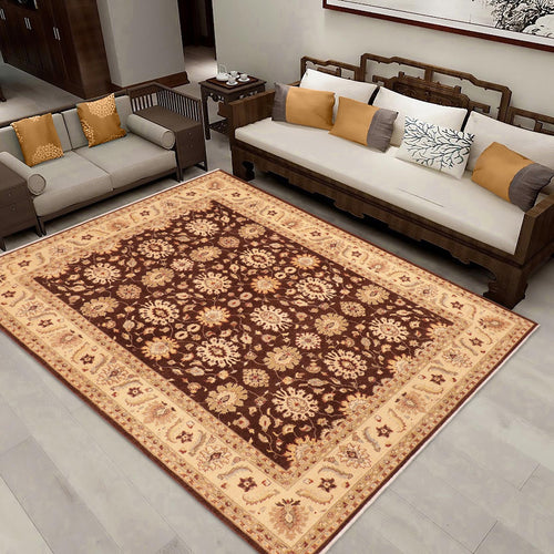 handmade Transitional Kafkaz Brown Beige Hand Knotted RECTANGLE 100% WOOL area rug 8' x 10'