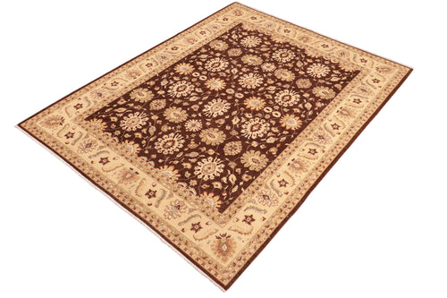 handmade Transitional Kafkaz Brown Beige Hand Knotted RECTANGLE 100% WOOL area rug 8' x 10'