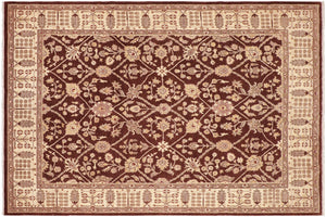 handmade Transitional Kafkaz Brown Ivory Hand Knotted RECTANGLE 100% WOOL area rug 8' x 11'