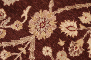handmade Transitional Kafkaz Brown Ivory Hand Knotted RECTANGLE 100% WOOL area rug 8' x 11'