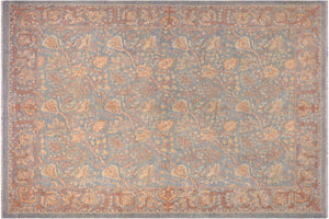 handmade Transitional Kafkaz Lt. Blue Lt. Gray Hand Knotted RECTANGLE 100% WOOL area rug 8' x 10'