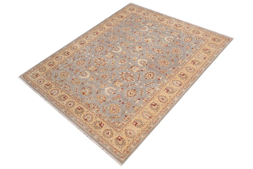 handmade Transitional Kafkaz Blue Beige Hand Knotted RECTANGLE 100% WOOL area rug 7' x 10'
