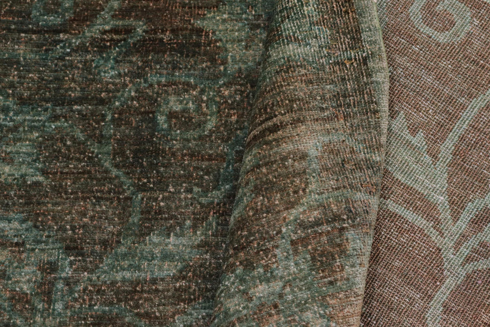 handmade Over Dyed Over Dyed Green Green Hand Knotted RECTANGLE 100% WOOL area rug 6' x 7'