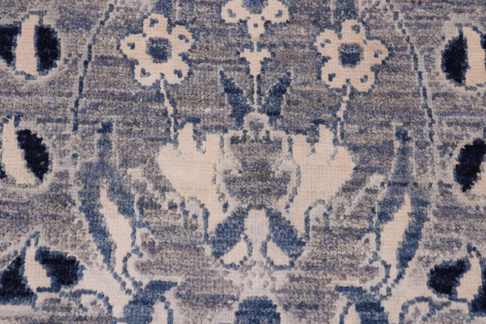 handmade Modern Kafkaz Lt. Blue Blue Hand Knotted RECTANGLE WOOL&SILK area rug 10' x 14'