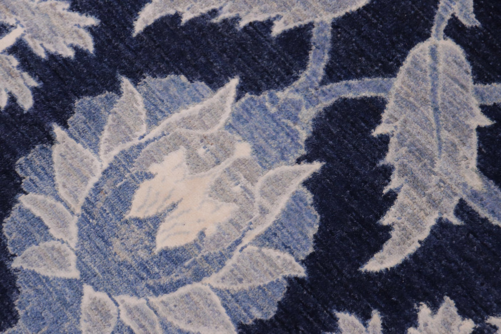 handmade Modern Kafkaz Lt. Blue Blue Hand Knotted RECTANGLE WOOL&SILK area rug 10' x 14'