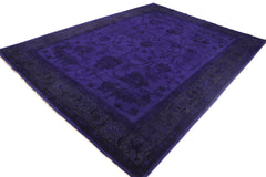 handmade Over Dyed Over Dyed Blue Blue Hand Knotted RECTANGLE 100% WOOL area rug 9' x 11'
