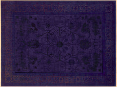 handmade Over Dyed Over Dyed Blue Blue Hand Knotted RECTANGLE 100% WOOL area rug 9' x 11'