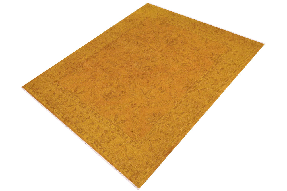 handmade Over Dyed Over Dyed Dark Gold Yellow Hand Knotted RECTANGLE 100% WOOL area rug 8' x 10'