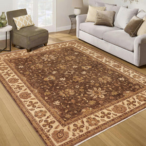 handmade Traditional Kafkaz Brown Beige Hand Knotted RECTANGLE 100% WOOL area rug 9x12